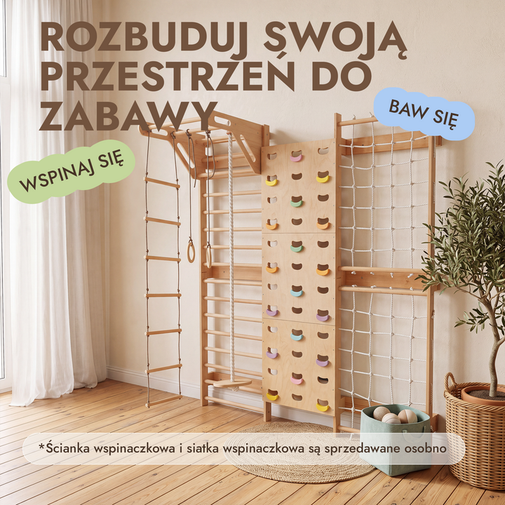 5-in-1 Drabinka gimnastyczna dla dzieci z drążkiem i zestawem huśtawek 3w1