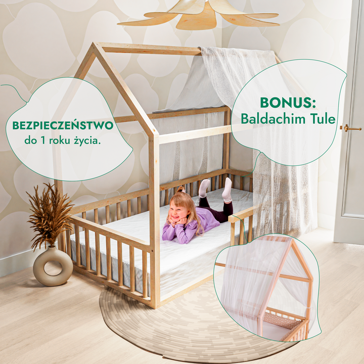 Łóżeczko Montessori z ogrodzeniem