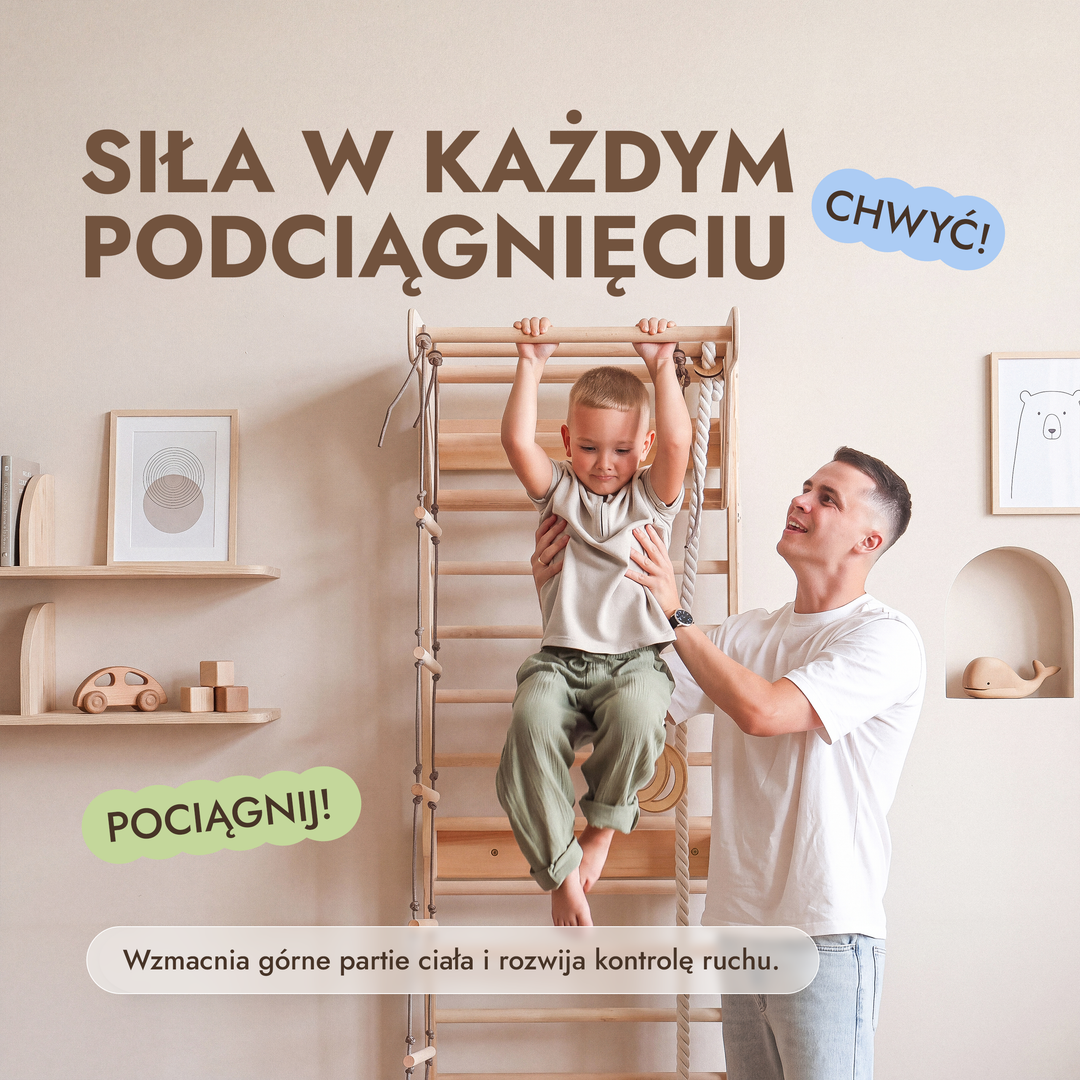 5-in-1 Drabinka gimnastyczna dla dzieci z drążkiem i zestawem huśtawek 3w1