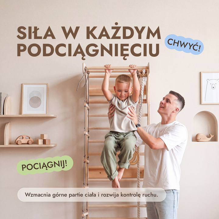 5-in-1 Drabinka gimnastyczna dla dzieci z drążkiem i zestawem huśtawek 3w1