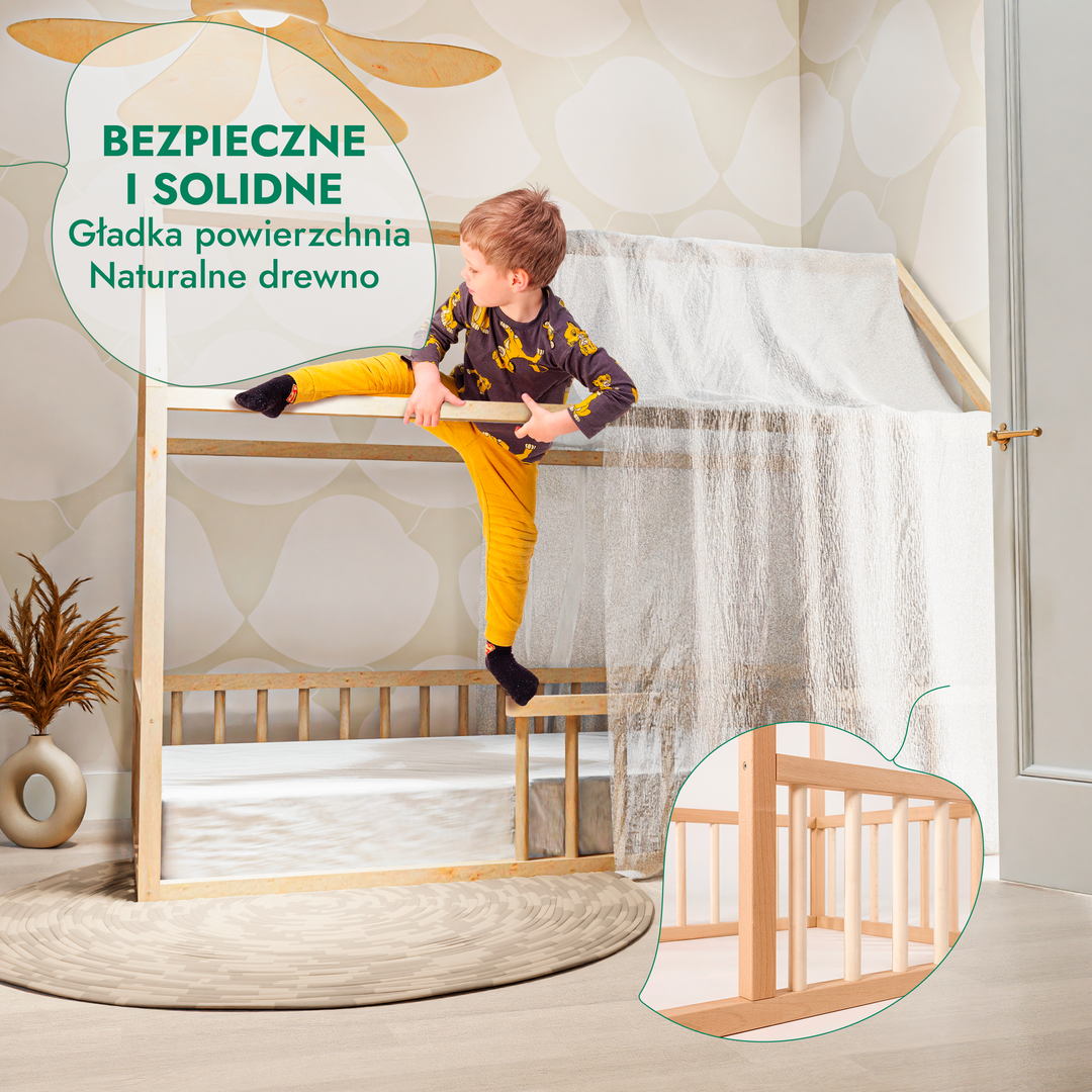Łóżeczko Montessori z ogrodzeniem