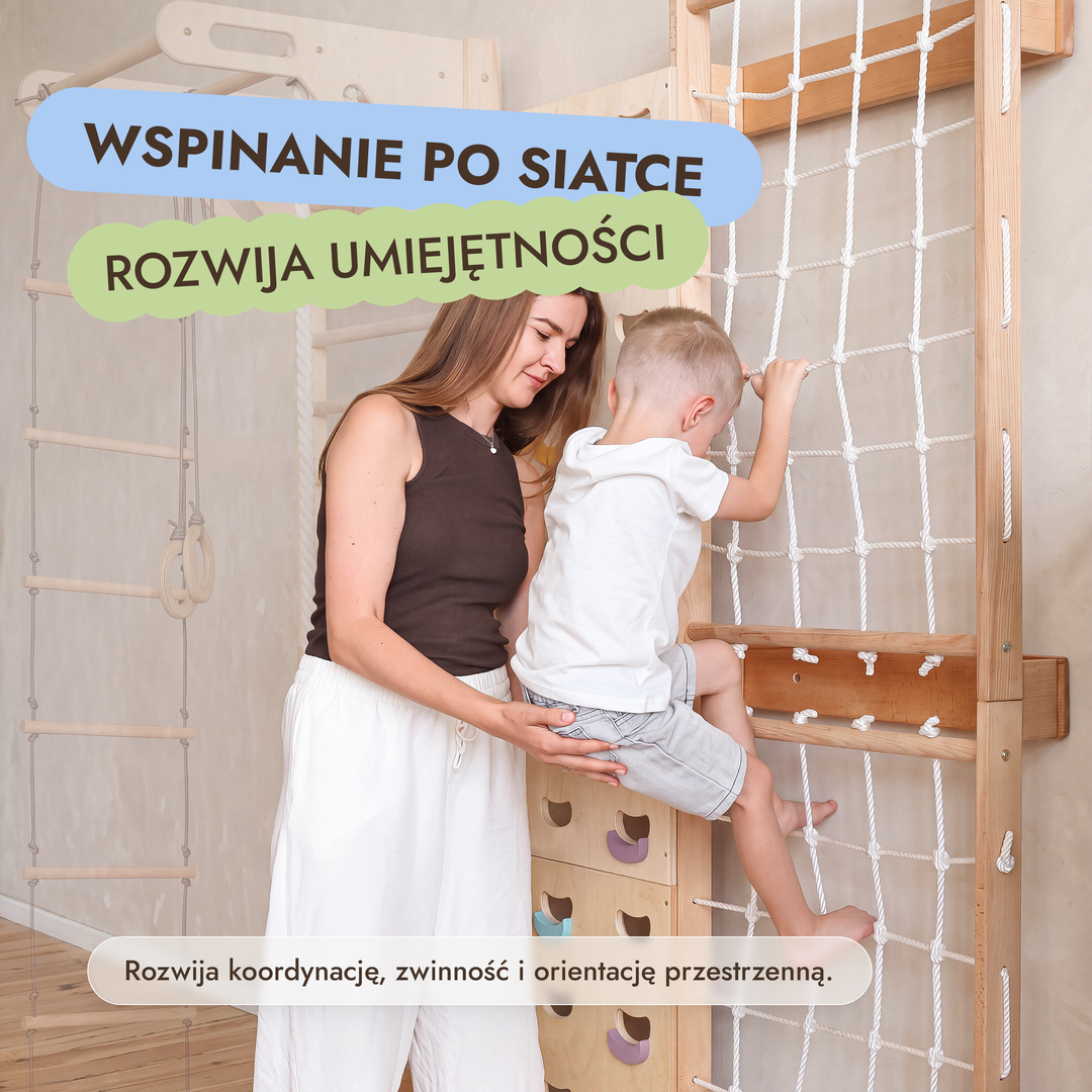 Rozszerzenie do drabinki szwedzkiej: ścianka wspinaczkowa i siatka
