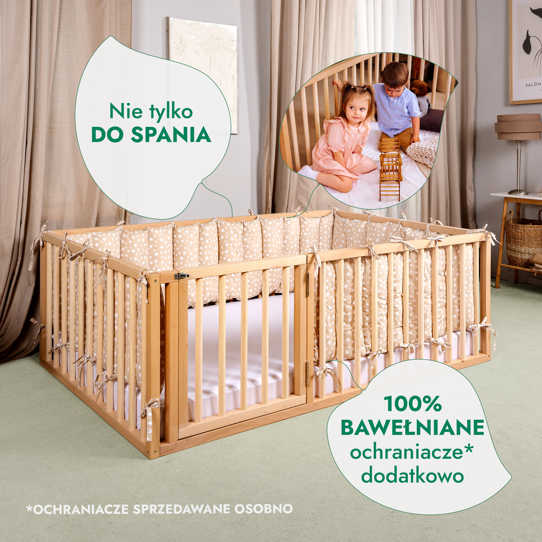 Niskie łóżeczko podłogowe Montessori z ogrodzeniem dla maluchów