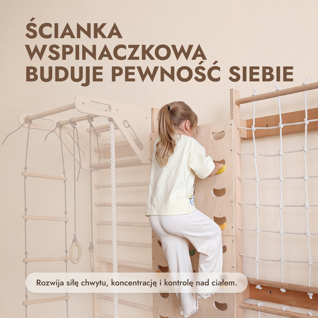 Rozszerzenie do drabinki szwedzkiej: ścianka wspinaczkowa i siatka