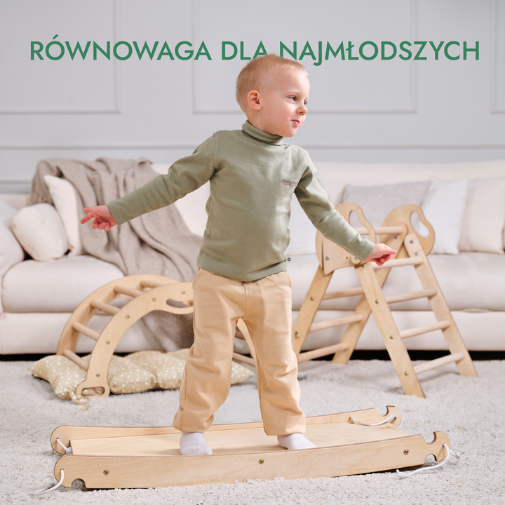 4w1 Zestaw Wspinaczkowy Montessori dla Dzieci: Drabinka Pikler + Bujak /łuk wspinaczkowy + zjeżdżalnia + poduszka (1-3 lata)