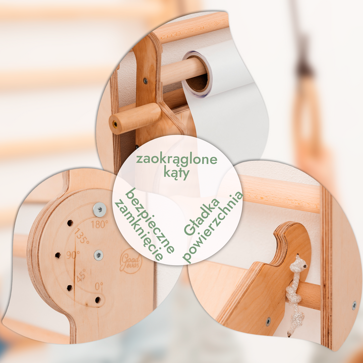 Drabinka Gimnastyczna dla Dzieci / Drabinka do wspinaczki  + Zestaw huśtawek + Zjeżdżalnia + Przystawka do Rysowania