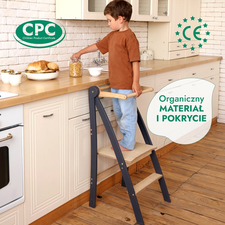 Wieża edukacyjna: Składany stołek dla maluchów - Szary