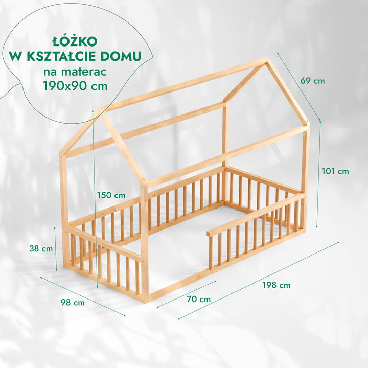 Łóżeczko Montessori z ogrodzeniem
