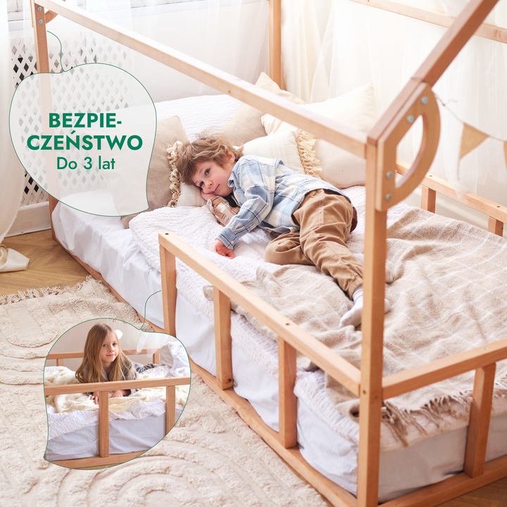 Łóżeczko Montessori z ogrodzeniem