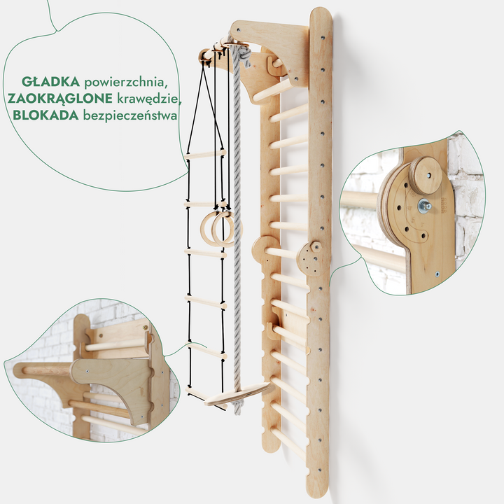 Drabinka Gimnastyczna dla Dzieci 6w1: Drabinka do wspinaczki + Zestaw huśtawek + Zjeżdżalnia