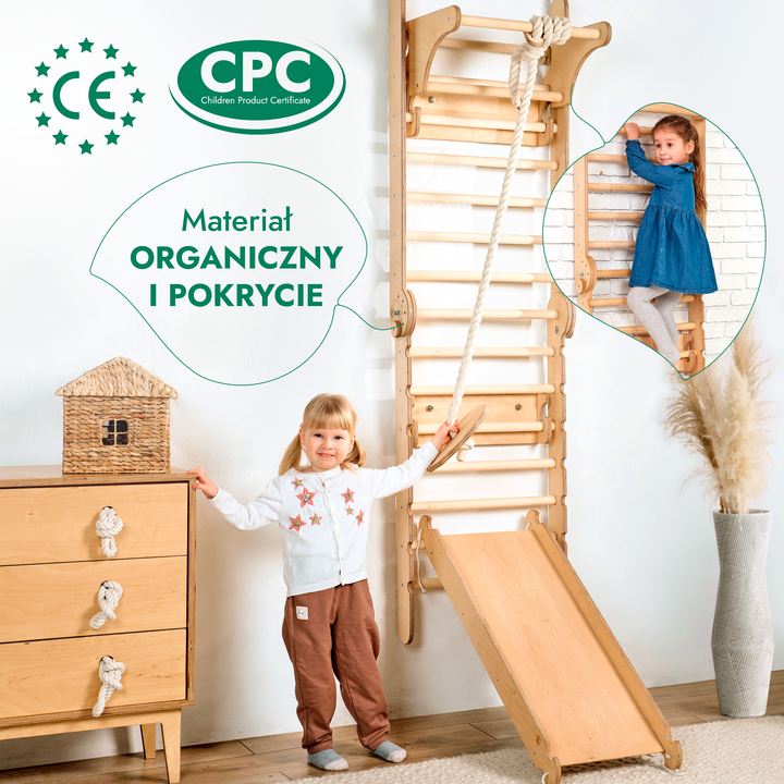 Drabinka Gimnastyczna dla Dzieci 6w1: Drabinka do wspinaczki + Zestaw huśtawek + Zjeżdżalnia