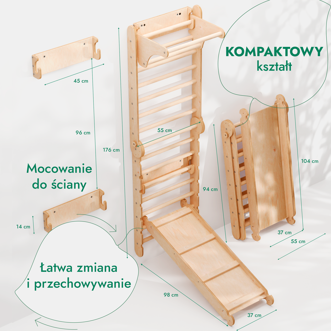6‑w‑1 ścianka wspinaczkowa do wnętrza – „Używany – jak nowy”